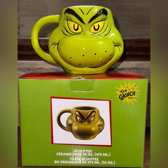 Super Cute Dr. Seuss The Grinch Sculpted Ceramic Mug - NEW - Picture 5 of 15